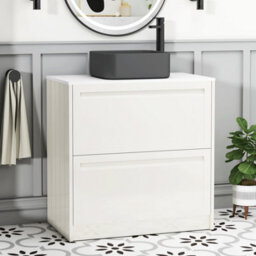 Royal Bathrooms Royal Bathroom Elmore 800mm Classic White Freestanding Bathroom Vanity Unit 2 Drawer Plain White Worktop With Art Square Basin - thumbnail 1