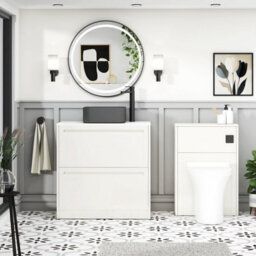 Royal Bathrooms Royal Bathroom Elmore 800mm Classic White Freestanding Bathroom Vanity Unit 2 Drawer Plain White Worktop With Art Square Basin - thumbnail 5