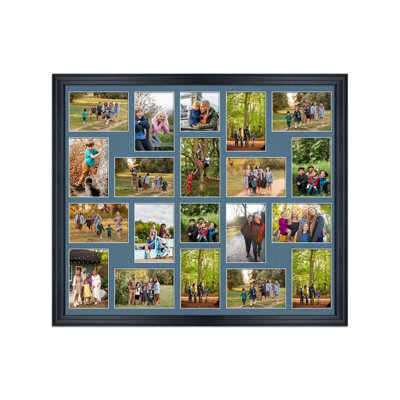 AK Frames 80X70Cm Black Classic Multi Photo Frame With Pompadour Mount - Holds 20 Apertures (18X) 6X4, (2X) 4X4 Photos - image 1