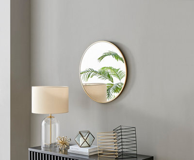 Furniturebox Emma 60Cm Small Art Deco Gold Metal Frame Round Hallway Bedroom Dining And Living Room Wall Mirror - image 1