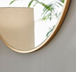 Furniturebox Emma 60Cm Small Art Deco Gold Metal Frame Round Hallway Bedroom Dining And Living Room Wall Mirror - thumbnail 3