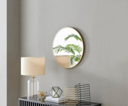 Furniturebox Emma 60Cm Small Art Deco Gold Metal Frame Round Hallway Bedroom Dining And Living Room Wall Mirror - thumbnail 1
