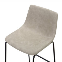 Beliani Astra Set Of 2 Bar Stools - Beige Fabric Upholstery, Black Metal Legs - thumbnail 8
