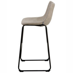 Beliani Astra Set Of 2 Bar Stools - Beige Fabric Upholstery, Black Metal Legs - thumbnail 6