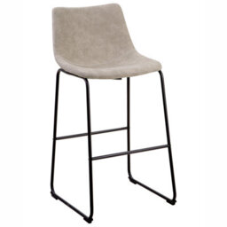 Beliani Astra Set Of 2 Bar Stools - Beige Fabric Upholstery, Black Metal Legs - thumbnail 4
