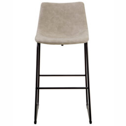 Beliani Astra Set Of 2 Bar Stools - Beige Fabric Upholstery, Black Metal Legs - thumbnail 1