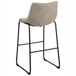 Beliani Astra Set Of 2 Bar Stools - Beige Fabric Upholstery, Black Metal Legs - thumbnail 7