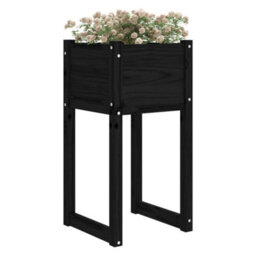 Berkfield Rustic Planter Black 40X40X81 Cm Solid Wood Pine - thumbnail 3