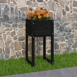 Berkfield Rustic Planter Black 40X40X81 Cm Solid Wood Pine - thumbnail 2