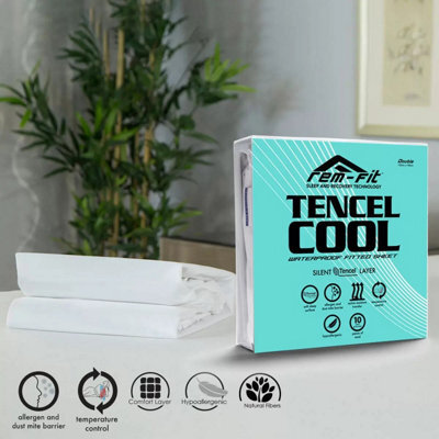 Xample Rem-Fit Tencel Cool Mattress Protector, Small Double - image 1
