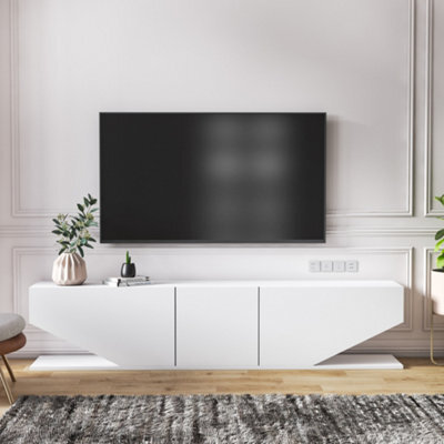 Decorotika Incia High Gloss White Tv Stand Tv Unit For Tvs Up To 71 Inch Gloss White - image 1