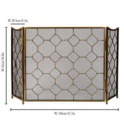Dibor Traditional Antique Brass Marrakesh Footed Fireplace Guard Fire Screen Guard H63Cm X W106Cm - thumbnail 2