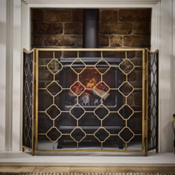 Dibor Traditional Antique Brass Marrakesh Footed Fireplace Guard Fire Screen Guard H63Cm X W106Cm - thumbnail 3