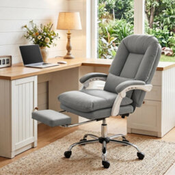 Grey Executive Office Chair, Reclining Desk Chair W/ Lumbar Support - thumbnail 3