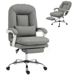 Grey Executive Office Chair, Reclining Desk Chair W/ Lumbar Support - thumbnail 5
