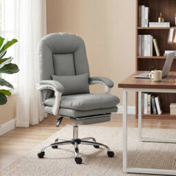 Grey Executive Office Chair, Reclining Desk Chair W/ Lumbar Support - thumbnail 4