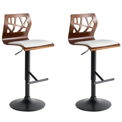 Beliani Set Of 2 Bar Chairs Petersburg Faux Leather White/ Black - image 1