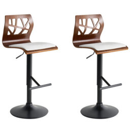 Beliani Set Of 2 Bar Chairs Petersburg Faux Leather White/ Black - thumbnail 1