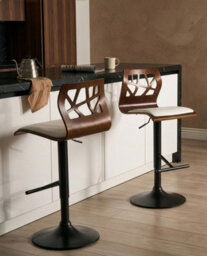 Beliani Set Of 2 Bar Chairs Petersburg Faux Leather White/ Black - thumbnail 2