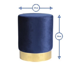 Harbour Housewares 2X Round Velvet Foot Stools - Grey - Modern Dressing Table Pouffe Footstool Vanity Seats Vanity Chair Pouf - thumbnail 5