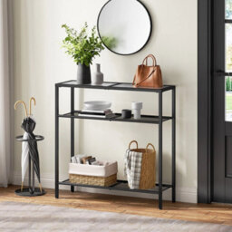 3Tier Black Console Table Tempered Glass Sofa Table Side Table Hallway Table - thumbnail 3