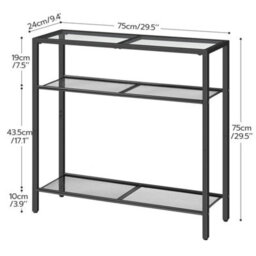 3Tier Black Console Table Tempered Glass Sofa Table Side Table Hallway Table - thumbnail 2