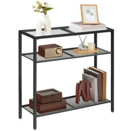 3Tier Black Console Table Tempered Glass Sofa Table Side Table Hallway Table - thumbnail 6