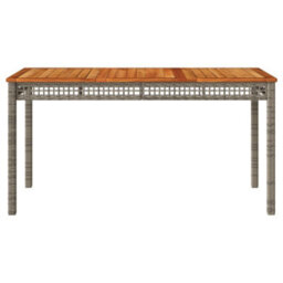 Berkfield Garden Table Grey 140X80X75 Cm Poly Rattan Acacia Wood - thumbnail 4