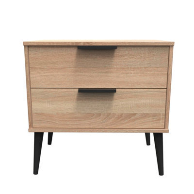 Fuji 2 Drawer Midi Bedside Cabinet In Bardolino Oak (Ready Assembled) - image 1