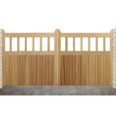 Ruby UK Ruby Iroko Cottage Entrance Gate Pair Durable Mortise & Tenon Wood Gates 3.6M Wide (As Pair) X 0.9M High - image 1