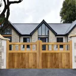 Ruby UK Ruby Iroko Cottage Entrance Gate Pair Durable Mortise & Tenon Wood Gates 3.6M Wide (As Pair) X 0.9M High - thumbnail 3