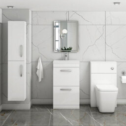 Royal Bathrooms Turin Gloss White 500mm Floor Standing Vanity Unit 2 Drawer With Mid-Edge Basin Sink - thumbnail 4