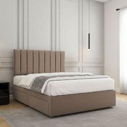 REGIONAL FURNISHINGS Luxury Mink Plush Velvet Divan Bed Set With 24Inch Headboard 2Drawersfootend & Mattress In Double King 4Ft 6Ft Sizes - thumbnail 3