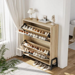 Narrow Hidden Shoe Storage Organizer Cabinet With 2 Flip Drawer Entryway Hallway - thumbnail 6