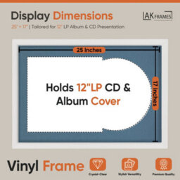 "AK Frames 25X17"" White Modern Vinyl Record Frame With Pompadour Mount For 12 Inch Lp Cover & Disc - Overlapped Design" - thumbnail 2