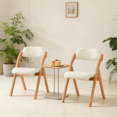 Sobuy Fst92-Wx2,set Of 2 Folding Chair Wooden Padded Seat Dining Chair,white,w47Xd51Xh78 - image 1
