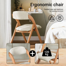 Sobuy Fst92-Wx2,set Of 2 Folding Chair Wooden Padded Seat  Dining Chair,white,w47Xd51Xh78 - thumbnail 4