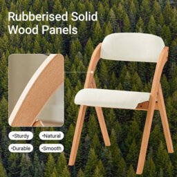 Sobuy Fst92-Wx2,set Of 2 Folding Chair Wooden Padded Seat  Dining Chair,white,w47Xd51Xh78 - thumbnail 5