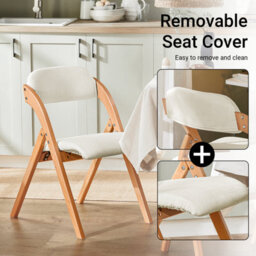 Sobuy Fst92-Wx2,set Of 2 Folding Chair Wooden Padded Seat  Dining Chair,white,w47Xd51Xh78 - thumbnail 6