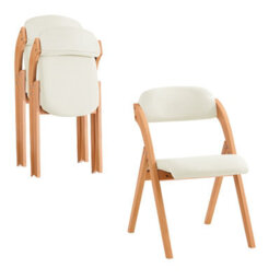 Sobuy Fst92-Wx2,set Of 2 Folding Chair Wooden Padded Seat  Dining Chair,white,w47Xd51Xh78 - thumbnail 2