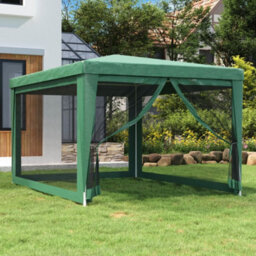Berkfield Party Tent With 4 Mesh Sidewalls Green 3X4 M Hdpe - thumbnail 1