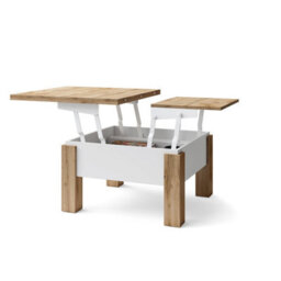Heze Furniture Ozma 2 In 1 Extending Coffee / Dining Table 90-180Cm - Wotan Oak / White - thumbnail 7