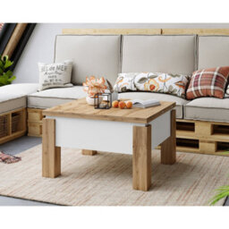 Heze Furniture Ozma 2 In 1 Extending Coffee / Dining Table 90-180Cm - Wotan Oak / White - thumbnail 3
