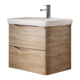 Plum&clay Eden Light Oak Wall Hung Vanity Unit With Round Resin Basin (W)640mm