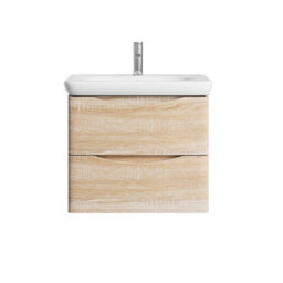 Plum&clay Eden Light Oak Wall Hung Vanity Unit With Round Resin Basin (W)640mm - thumbnail 5