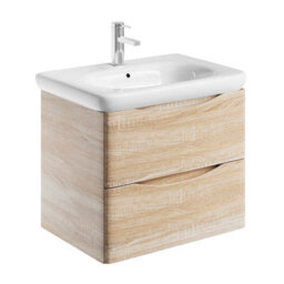 Plum&clay Eden Light Oak Wall Hung Vanity Unit With Round Resin Basin (W)640mm - thumbnail 4