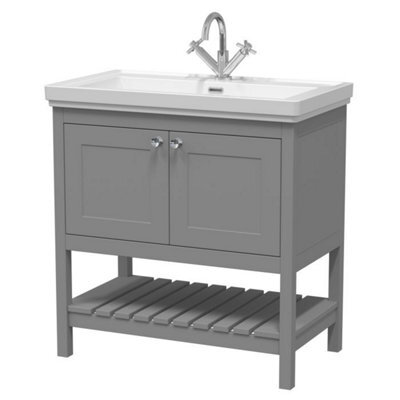 Dezine Colorado 800mm Cool Grey 1 Tap Hole Floorstanding Vanity Unit - image 1