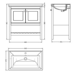 Dezine Colorado 800mm Cool Grey 1 Tap Hole Floorstanding Vanity Unit - thumbnail 3
