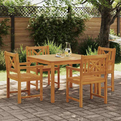 Berkfield Garden Dining Set 5 Pcs Brown Solid Acacia Wood - image 1