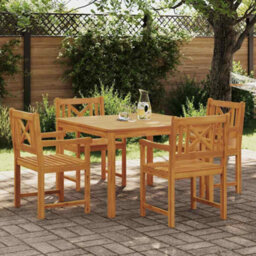 Berkfield Garden Dining Set 5 Pcs Brown Solid Acacia Wood